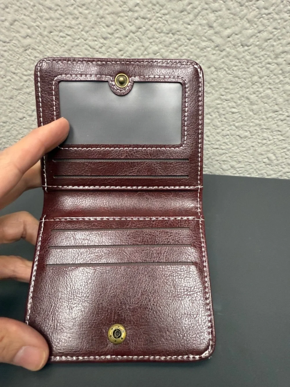 Source Unknown Men's Money Clip Wallet in Deep Burgundy with Gold Cross